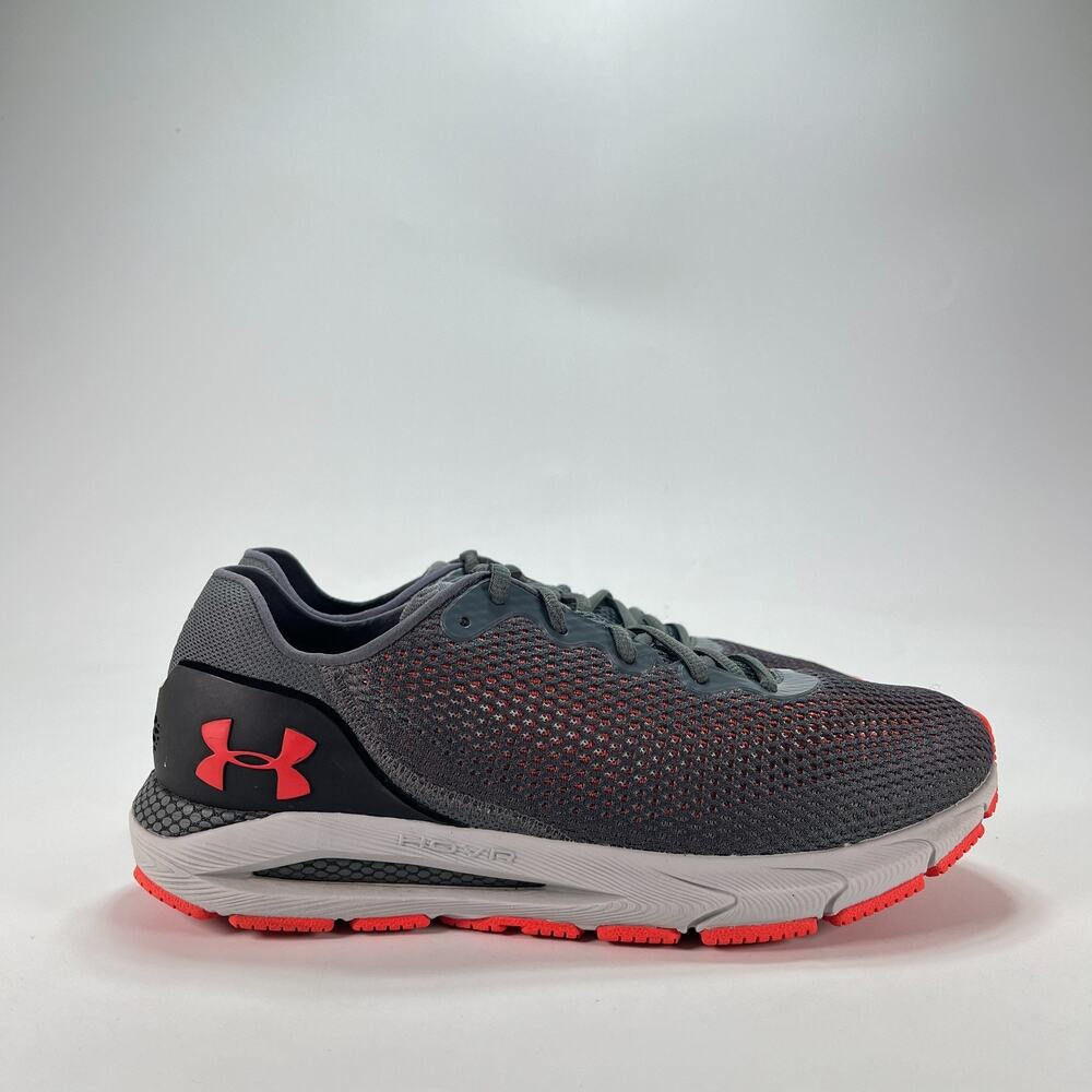 Under Armour HOVR Sonic 4 Grey Red Lace Up Running Shoes 3023543-105 Men's Sz 10